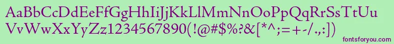 AjensonproRegular Font – Purple Fonts on Green Background