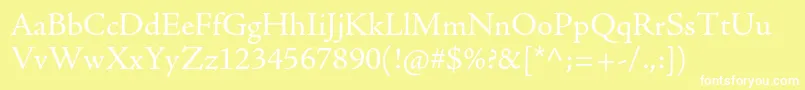 AjensonproRegular-Schriftart – Weiße Schriften auf gelbem Hintergrund
