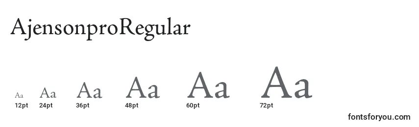 Размеры шрифта AjensonproRegular