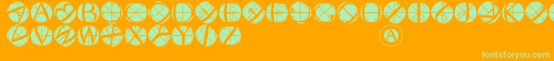 フォントRodaubuttonsinverse – オレンジの背景に緑のフォント