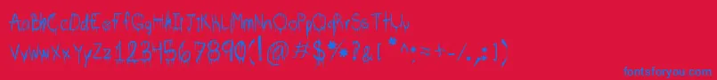 Bpshsfont-Schriftart – Blaue Schriften auf rotem Hintergrund