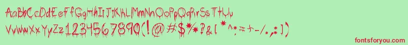 Bpshsfont Font – Red Fonts on Green Background