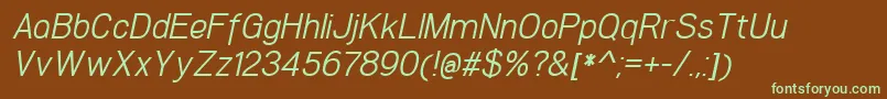 Czcionka WoolworthBookitalic – zielone czcionki na brązowym tle