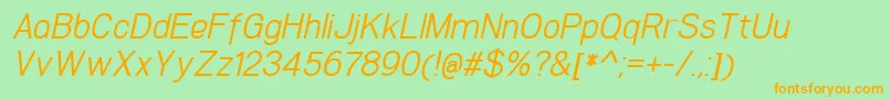 WoolworthBookitalic-Schriftart – Orangefarbene Schriften auf grünem Hintergrund