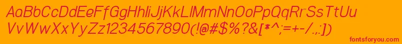 WoolworthBookitalic-Schriftart – Rote Schriften auf orangefarbenem Hintergrund