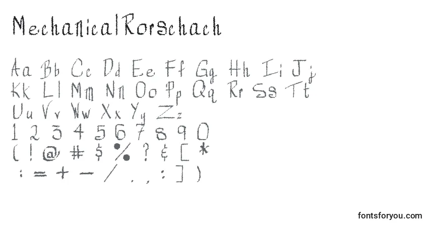 A fonte MechanicalRorschach – alfabeto, números, caracteres especiais
