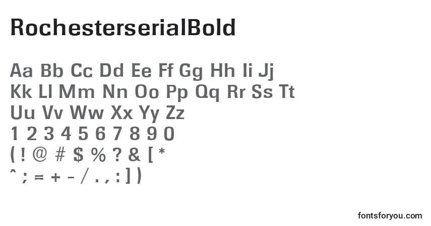 Czcionka RochesterserialBold – alfabet, cyfry, specjalne znaki