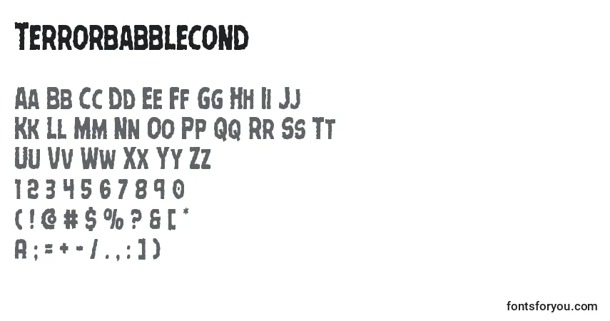 Terrorbabblecond Font – alphabet, numbers, special characters