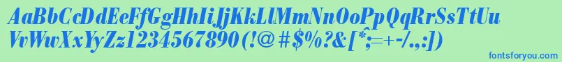 ModernbodonicondheavyRegularitalic Font – Blue Fonts on Green Background
