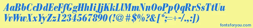 ModernbodonicondheavyRegularitalic Font – Blue Fonts on Yellow Background