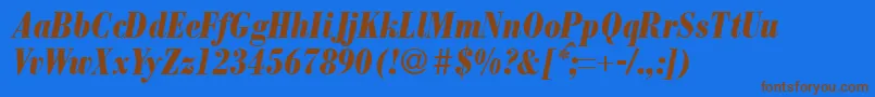 ModernbodonicondheavyRegularitalic-Schriftart – Braune Schriften auf blauem Hintergrund