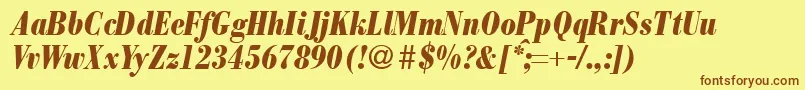 Fonte ModernbodonicondheavyRegularitalic – fontes marrons em um fundo amarelo