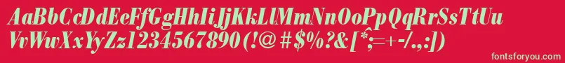 ModernbodonicondheavyRegularitalic Font – Green Fonts on Red Background