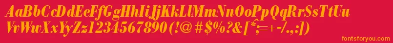 ModernbodonicondheavyRegularitalic Font – Orange Fonts on Red Background