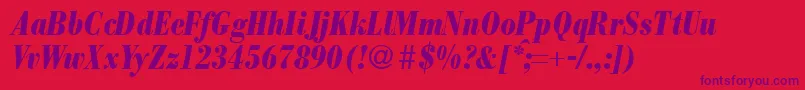 ModernbodonicondheavyRegularitalic-Schriftart – Violette Schriften auf rotem Hintergrund