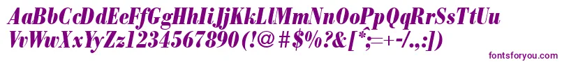 ModernbodonicondheavyRegularitalic-Schriftart – Violette Schriften auf weißem Hintergrund
