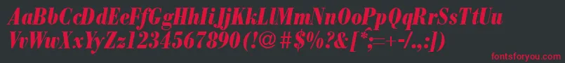 Шрифт ModernbodonicondheavyRegularitalic – красные шрифты на чёрном фоне
