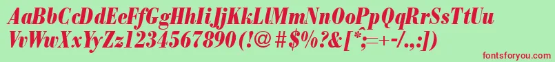 フォントModernbodonicondheavyRegularitalic – 赤い文字の緑の背景