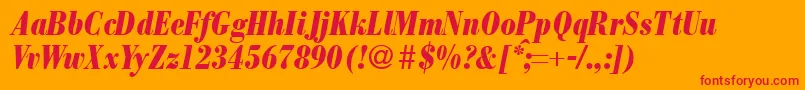 ModernbodonicondheavyRegularitalic Font – Red Fonts on Orange Background