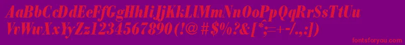 ModernbodonicondheavyRegularitalic Font – Red Fonts on Purple Background