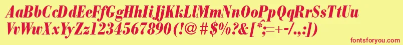 ModernbodonicondheavyRegularitalic Font – Red Fonts on Yellow Background