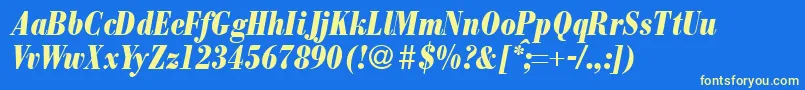 ModernbodonicondheavyRegularitalic Font – Yellow Fonts on Blue Background