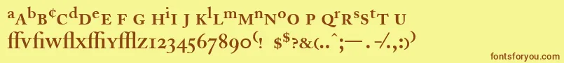 フォントAdobeCaslonSemiboldExpert – 茶色の文字が黄色の背景にあります。