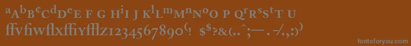 AdobeCaslonSemiboldExpert-fontti – harmaat kirjasimet ruskealla taustalla