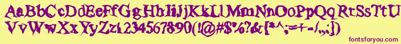 PoltergeistThick Font – Purple Fonts on Yellow Background