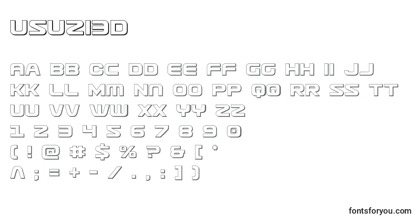 Schriftart Usuzi3D – Alphabet, Zahlen, spezielle Symbole