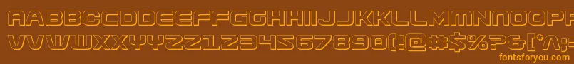 フォントUsuzi3D – オレンジ色の文字が茶色の背景にあります。