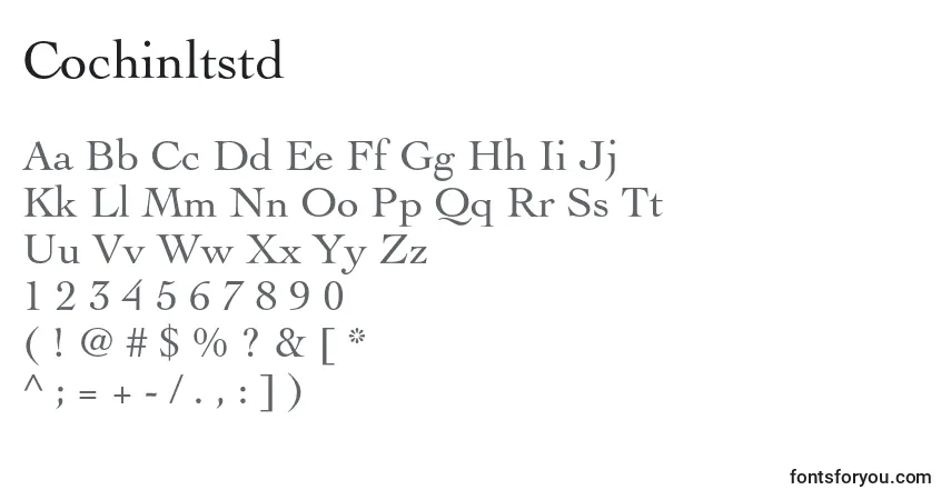 A fonte Cochinltstd – alfabeto, números, caracteres especiais