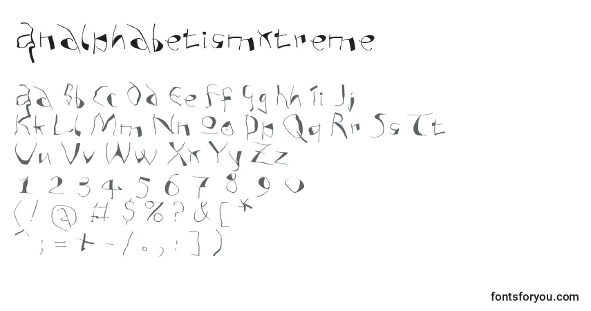 Шрифт Analphabetismxtreme – алфавит, цифры, специальные символы