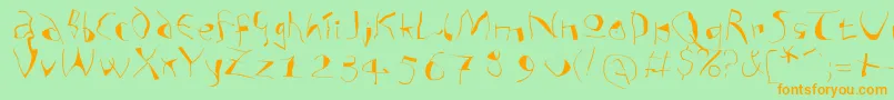 Analphabetismxtremeフォントについての詳細 フォントAnalphabetismxtreme – オレンジの文字が緑の背景にあります。
