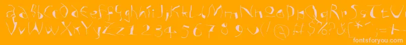 Analphabetismxtreme-Schriftart – Rosa Schriften auf orangefarbenem Hintergrund