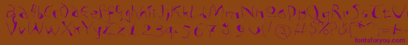 Analphabetismxtreme-Schriftart – Violette Schriften auf braunem Hintergrund