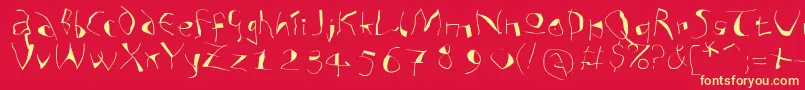 フォントAnalphabetismxtreme – 黄色の文字、赤い背景