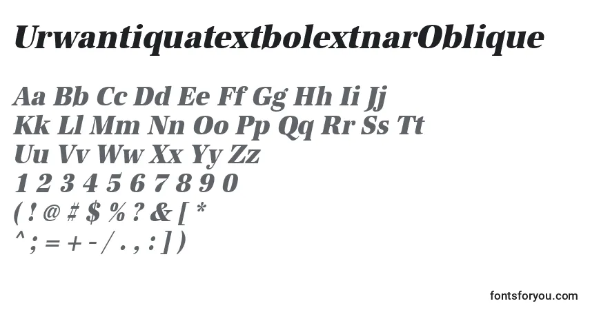 Czcionka UrwantiquatextbolextnarOblique – alfabet, cyfry, specjalne znaki
