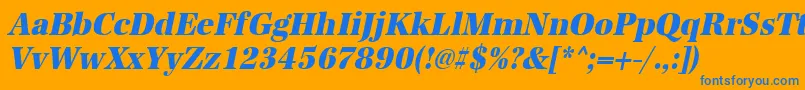 UrwantiquatextbolextnarOblique Font – Blue Fonts on Orange Background