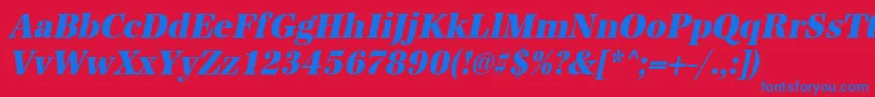 UrwantiquatextbolextnarOblique Font – Blue Fonts on Red Background