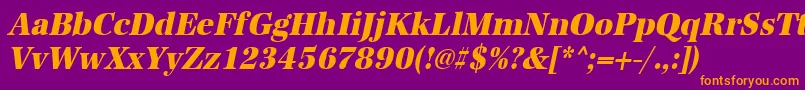 Шрифт UrwantiquatextbolextnarOblique – оранжевые шрифты на фиолетовом фоне