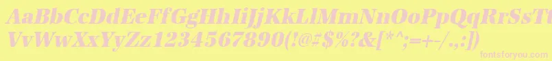 UrwantiquatextbolextnarOblique-fontti – vaaleanpunaiset fontit keltaisella taustalla