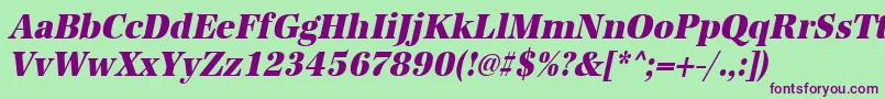 UrwantiquatextbolextnarOblique Font – Purple Fonts on Green Background