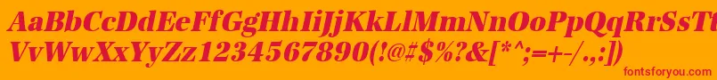 UrwantiquatextbolextnarOblique Font – Red Fonts on Orange Background