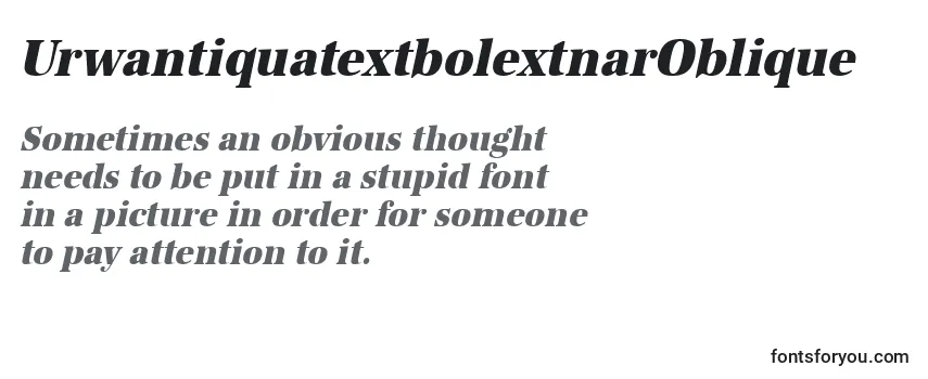 Review of the UrwantiquatextbolextnarOblique Font