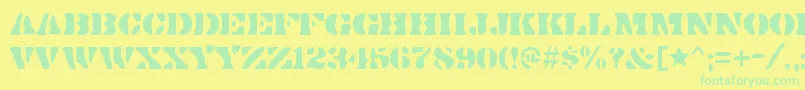 DirtybakersdozenRegular Font – Green Fonts on Yellow Background