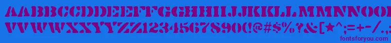 DirtybakersdozenRegular-Schriftart – Violette Schriften auf blauem Hintergrund