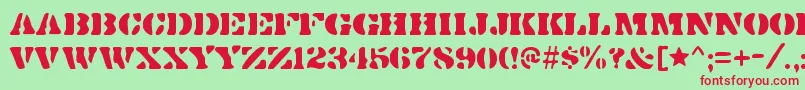 Шрифт DirtybakersdozenRegular – красные шрифты на зелёном фоне