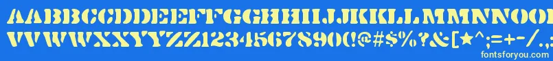 DirtybakersdozenRegular Font – Yellow Fonts on Blue Background