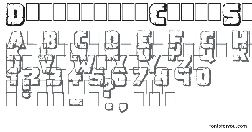 A fonte DemolitionCrackShadow – alfabeto, números, caracteres especiais